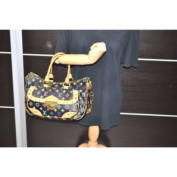 Auth Louis Vuitton Monogram Multicolor Rita 2way Hand Bag Black - Picture 12 of 12